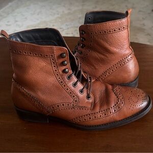 Johnston & Murphy 1850 Wingtip Brogue Leather Boots Brown Mens 8M